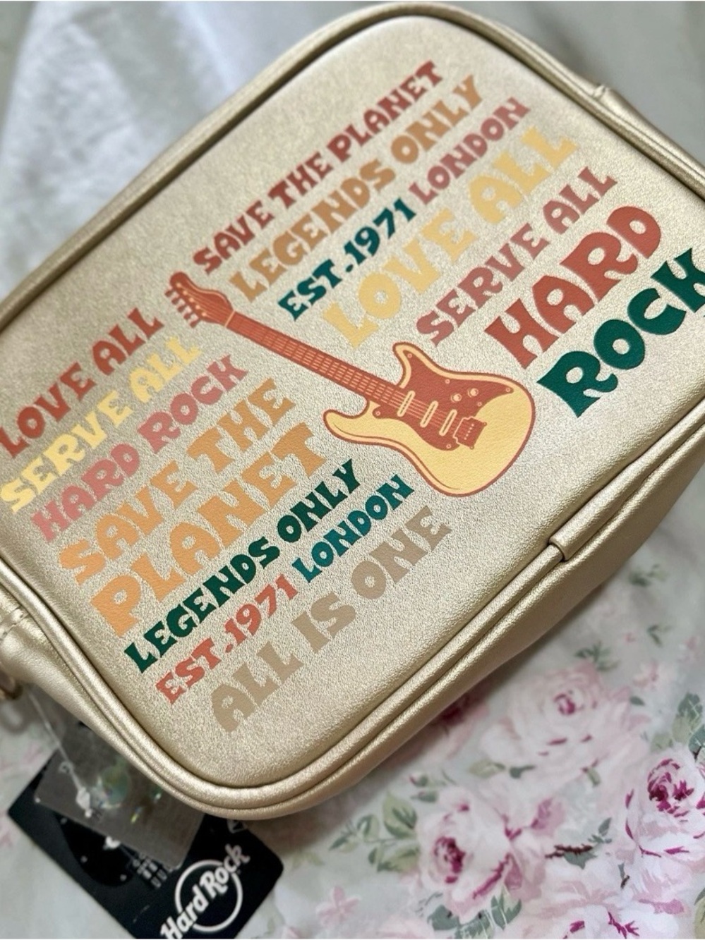 Gold Hard Rock Guitar Crossbody Pouch